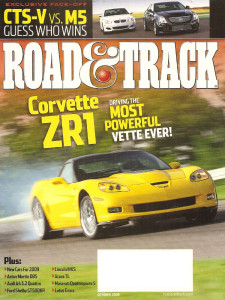 ROAD & TRACK 2008 OCT - ZR1 VETTE, NEW CAR ISSUE, CTS-V vs. M5, DBS, MKS